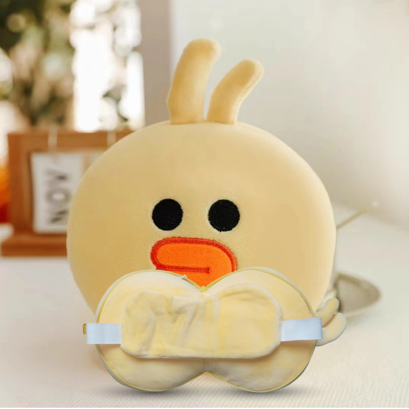 Brown Duck Portable Neck Pillow and Eye Mask Set  - 1 Pc