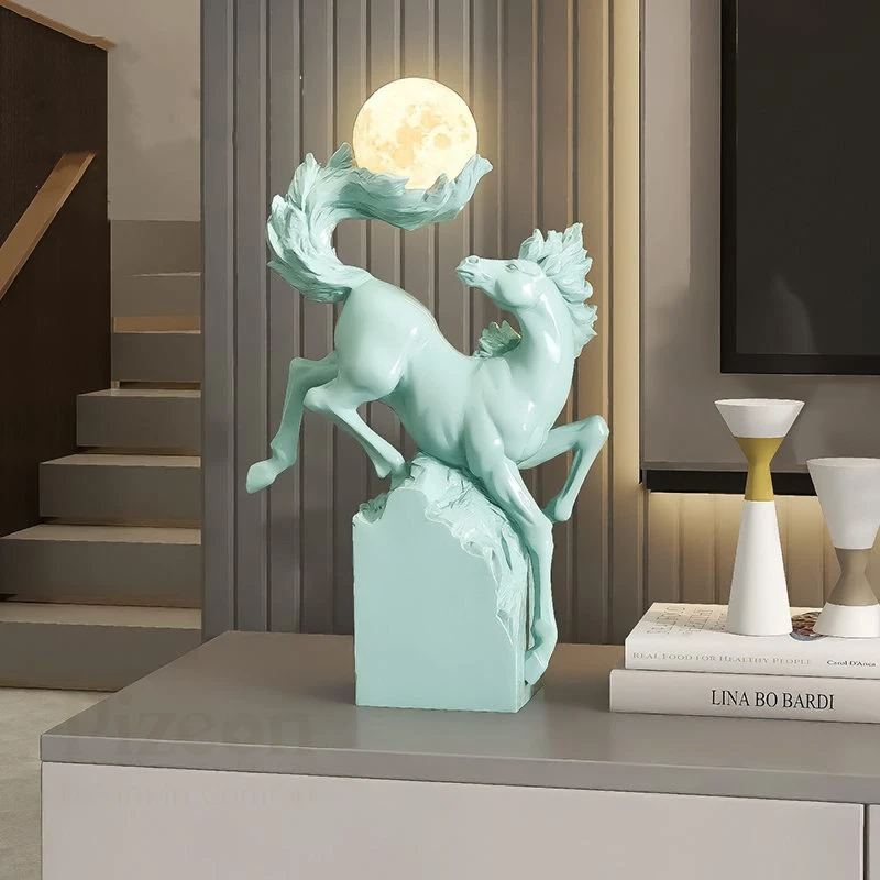 Horse to Success Sculpture with LED Night Light – Elegant Horse Handicraft for Living Room, Bedroom & Office Decor