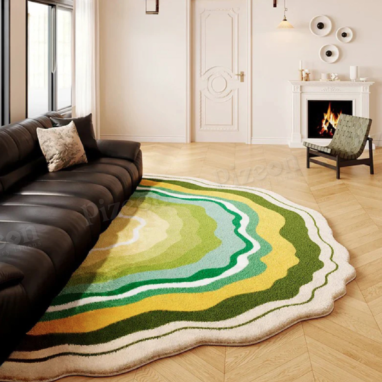 Colorful Rainbow-Shaped Floor Mat for the Living Room