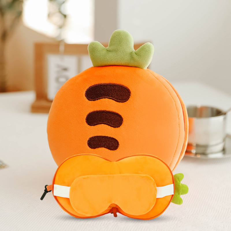 Carrot Portable Neck Pillow and Eye Mask Set  - 1 Pc