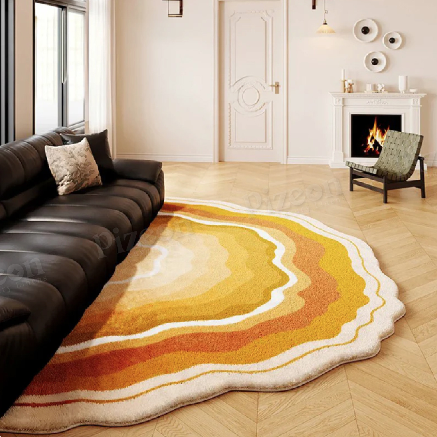 Colorful Rainbow-Shaped Floor Mat for the Living Room