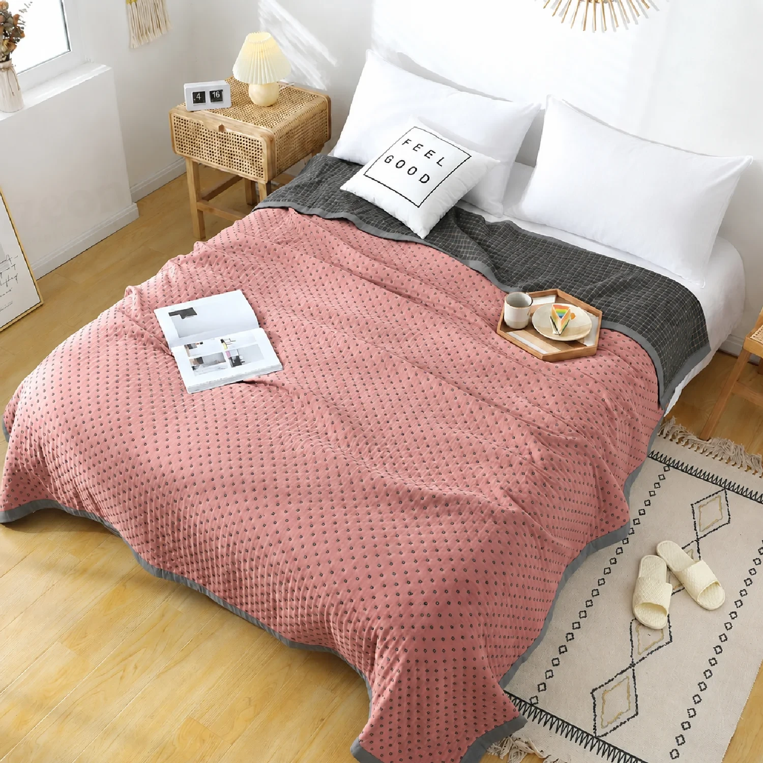 Imported Geometric Pattern Summer Quilt.