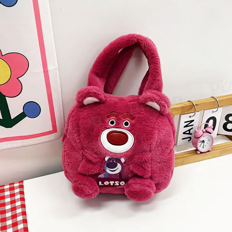 Strawberry Bear Plush Tote Bag