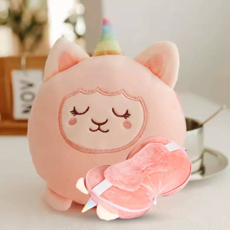 Unicorn 15cm Plush Neck Pillow with Eye Mask