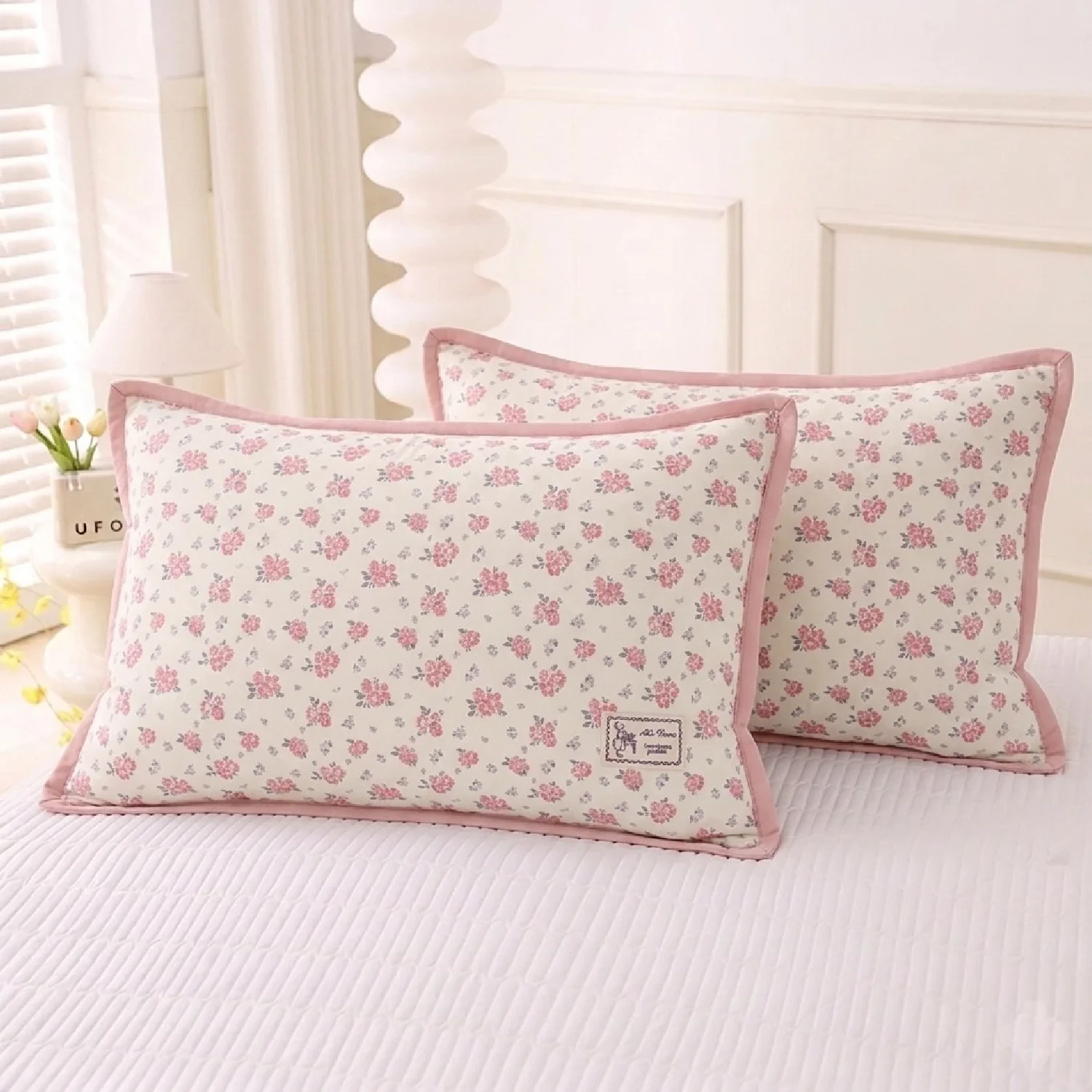 Imported Floral Wash Cotton Pillow Cover.