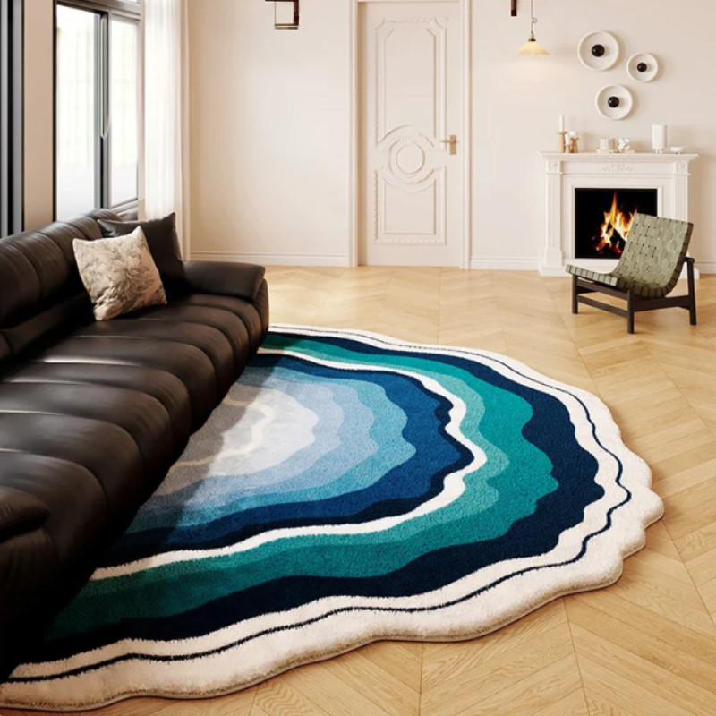 Colorful Rainbow-Shaped Floor Mat for the Living Room