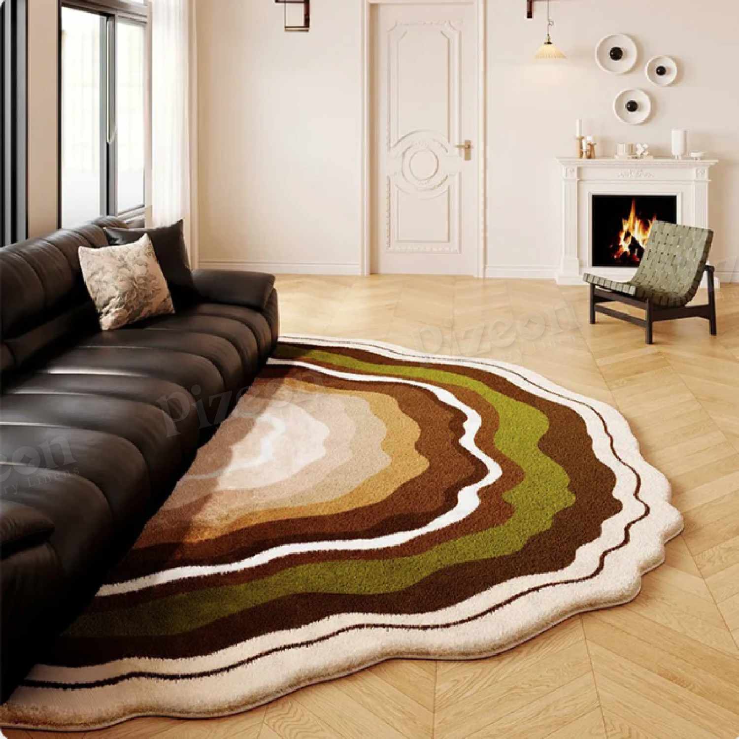 Colorful Rainbow-Shaped Floor Mat for the Living Room