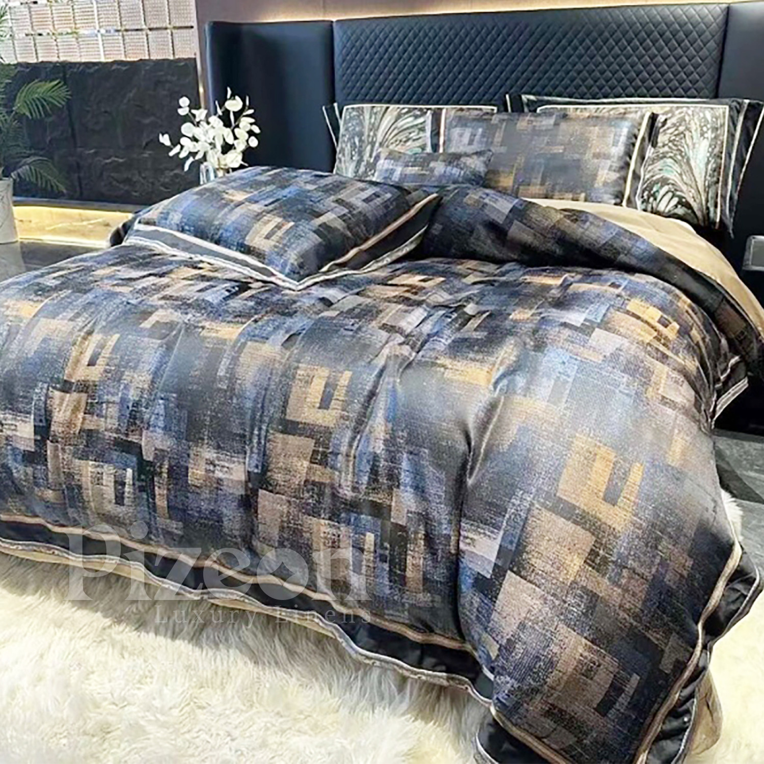 Luxury imported 4-piece high-class silk bedding set.