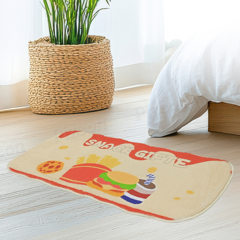 Plush Bedside Mat Featuring a Snack Gift Design