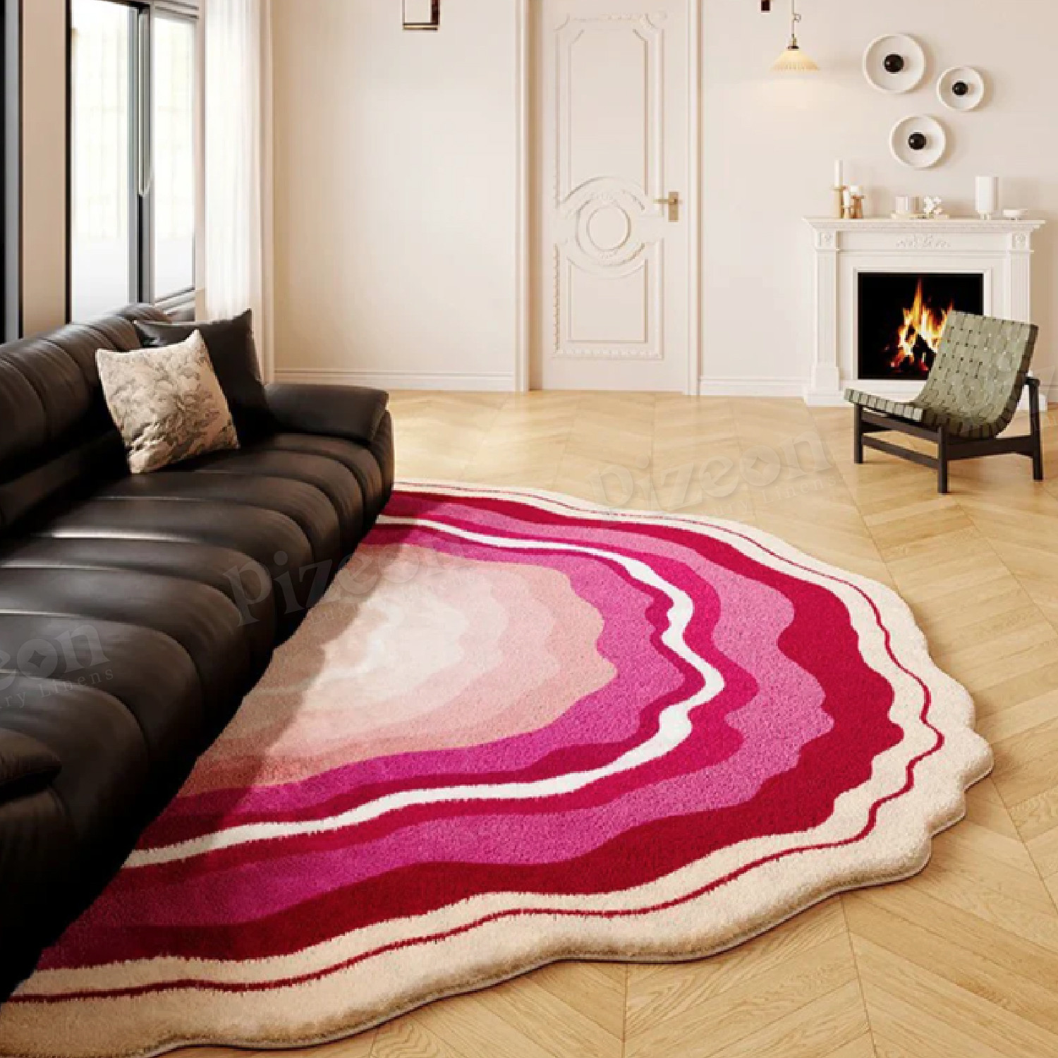 Colorful Rainbow-Shaped Floor Mat for the Living Room
