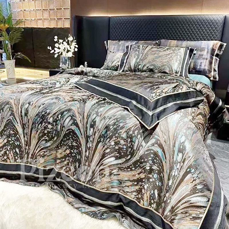 Luxury imported 4-piece high-class silk bedding set.