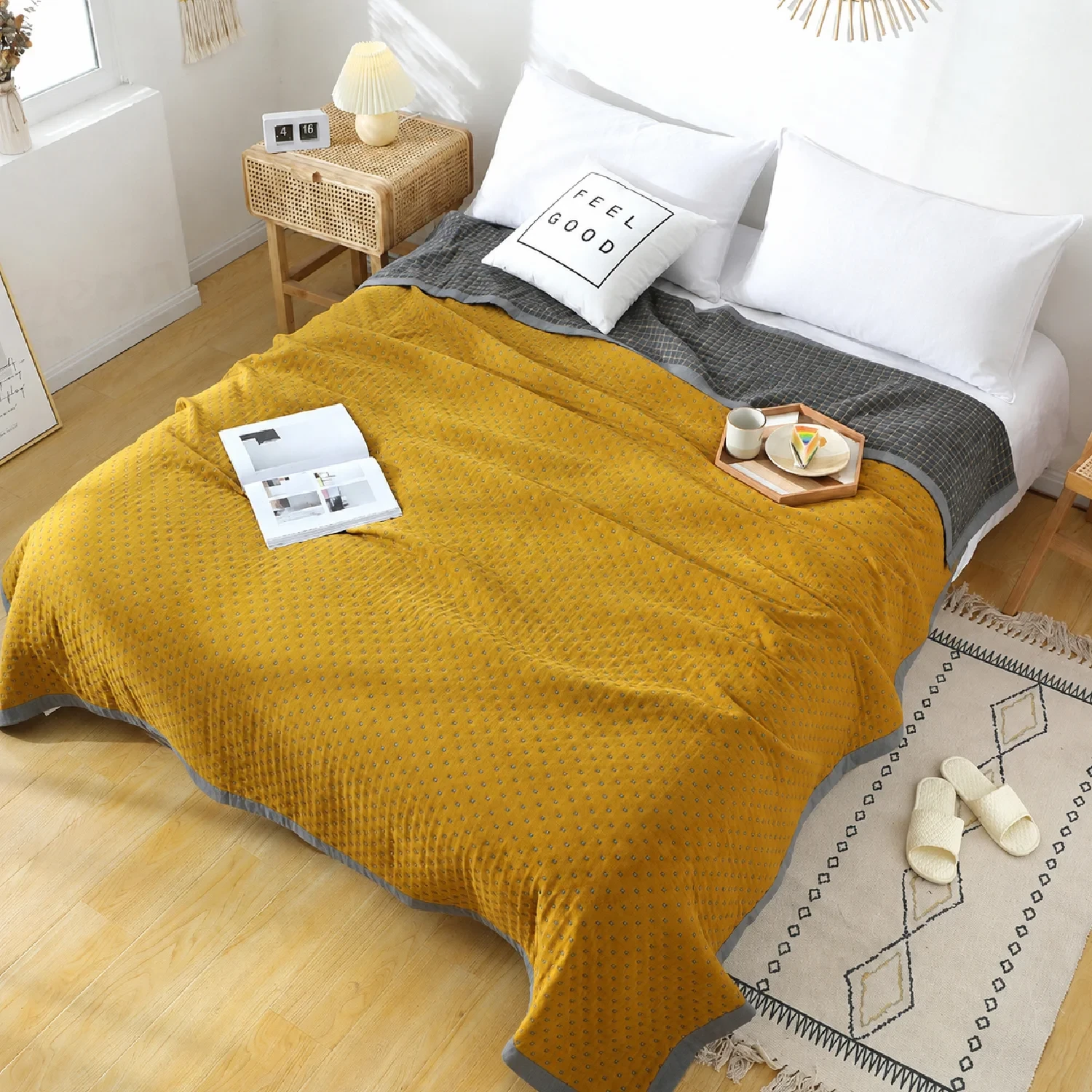 Imported Geometric Pattern Summer Quilt.