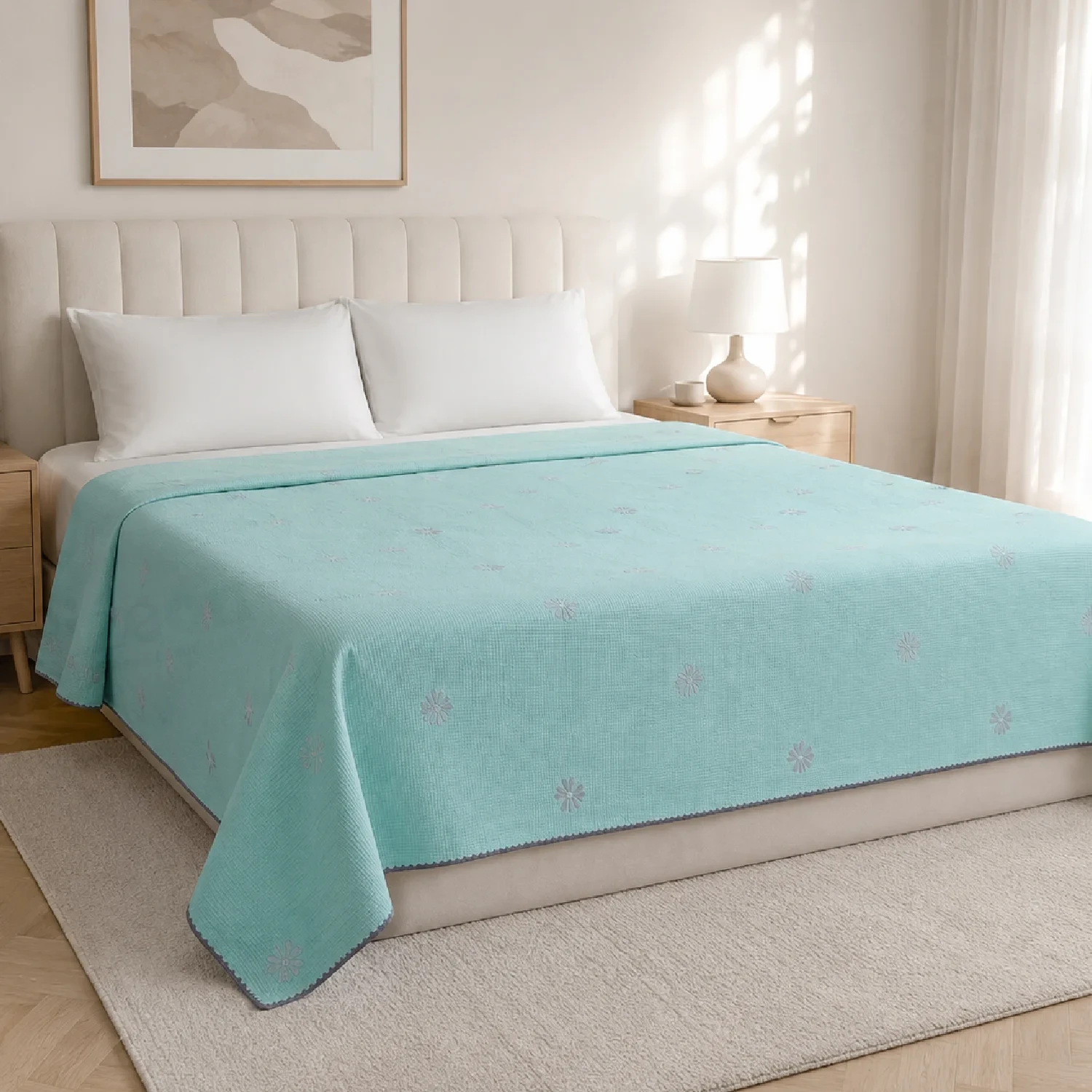 Imported Lightweight Floral Texture Summer Quilt.