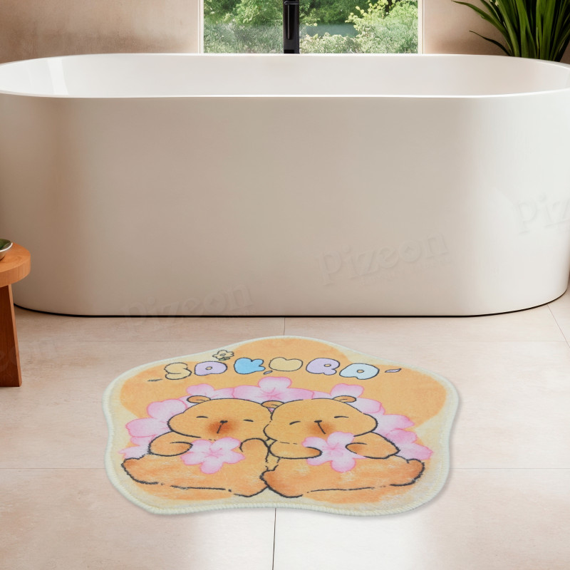 Sakura Cartoon Print Soft Anti-Slip Bath Mat