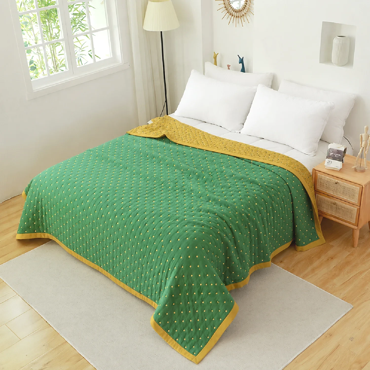 Imported Geometric Pattern Summer Quilt.