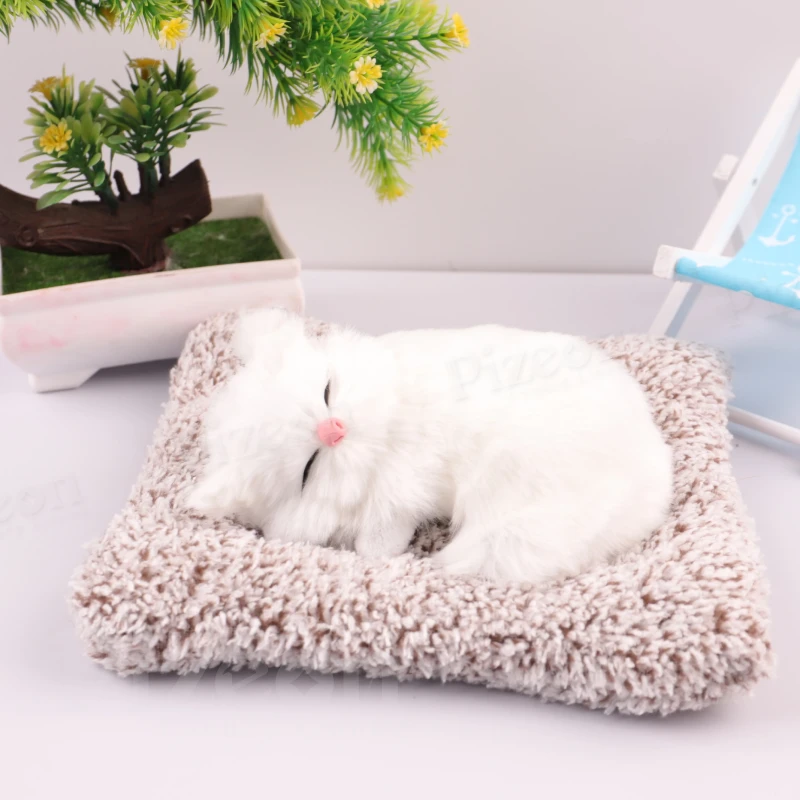 Cute Realistic Sleeping Cat Plush Toy – Bamboo Charcoal Mat Car Ornament & Home Freshener Decoration