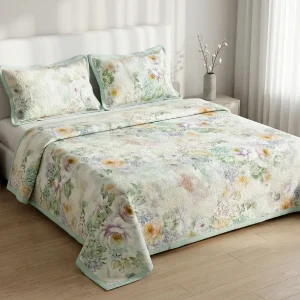 Luxury Imported 3-Piece Jacquard Floral Bedspread Set