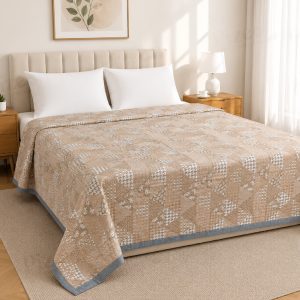 Imported Geometric Jacquard Style with Piping Summer Quilt