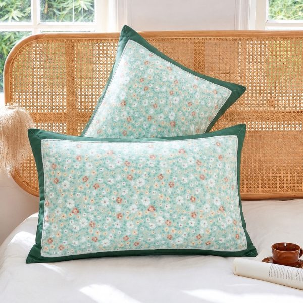 Imported Wash Cotton Floral Pillowcase with Lace